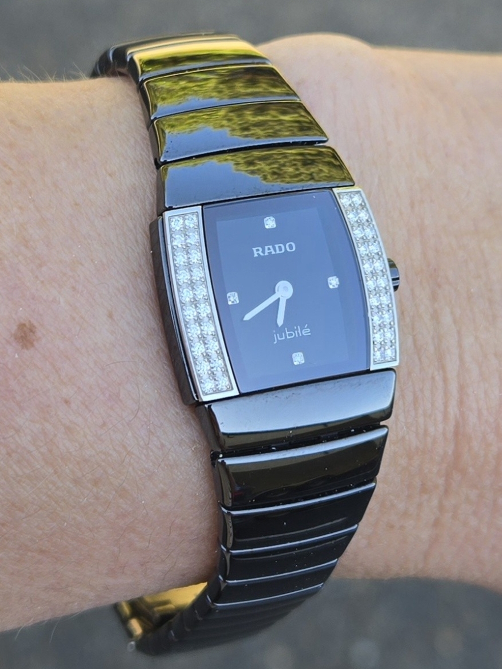 Rado Black Ceramic Jubile Diamond-Accented Bracelet Watch